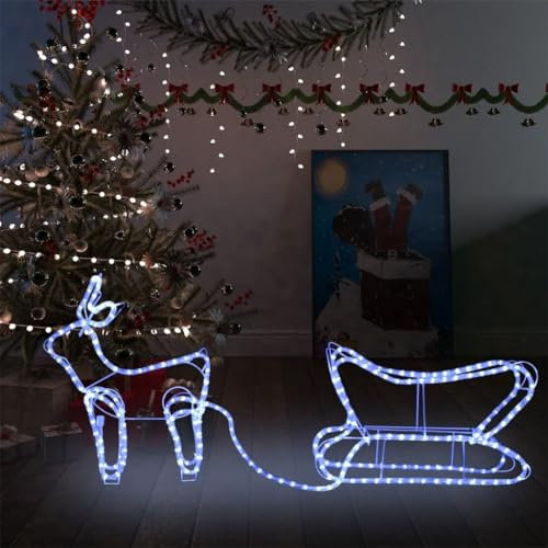 Willood Weihnachtsdekoration Rentiere und Schlitten Outdoor 252 LEDs