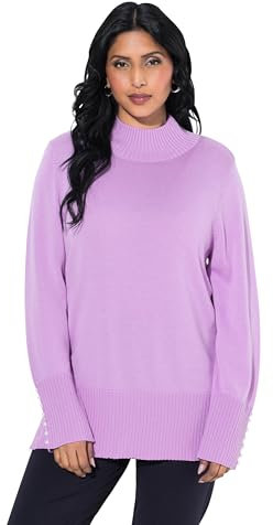 Ulla Popken Damen große Größen Übergrößen Plus Size Pullover, Woll-Seidenmischung, Stehkragen, Zierperlen Altrosa 54+ 835726804-54+