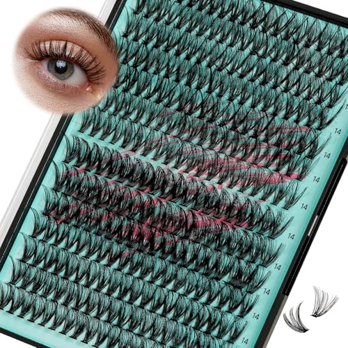 Lash Clusters Wispy 280PCS Eyelash Extension 30D 40D Cluster Lashes Individual Lashes DIY Lash Extension Natural Look Cluster Eyelash Extensions Soft False Eyelashes at Home for Beginners(14mm)