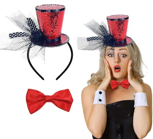 APPCXOKL Hübscher Mini Zylinder Hut Haarreif - Zylinder Hut Damen, Perfekt für Karneval, Silvester und Kostümpartys - Einzigartiger Haarreif Kartenspiel Stil