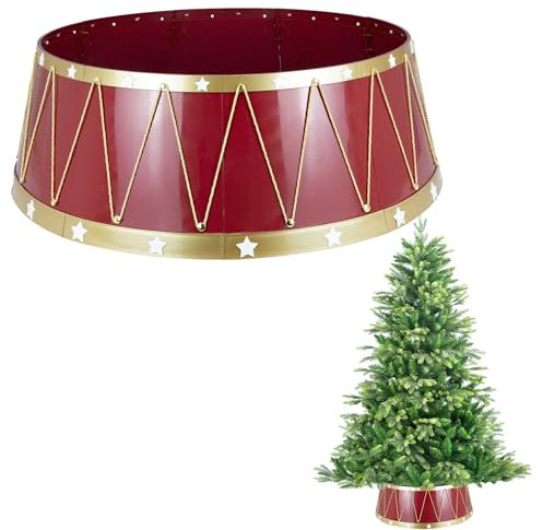 Base pieghevole per albero di Natale, 72,1 cm, copertura per collare, tronco, cestino, anello per decorazioni