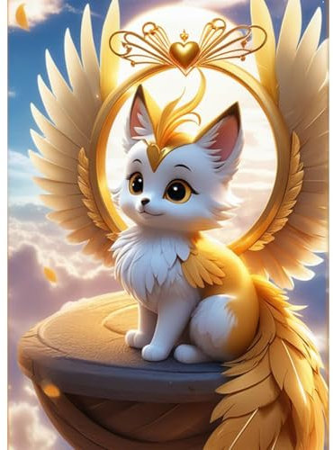 QENSPE Diamond Painting Renard Golden, Kit Peinture Diamant Adulte, Cartoon Diamant Painting Broderie Diamant Kit Complet, Bricolage Diamonds Art Point de Croix Maison Murale Decor 30x40cm