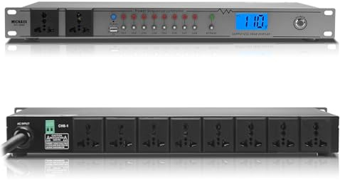 MICNAUX 20A Rackmount Sequenzer Power Conditioner für Audiogeräte 10 2000W Netzstecker mit 8 unabhängigen Steuerungen, Überspannungsschutz