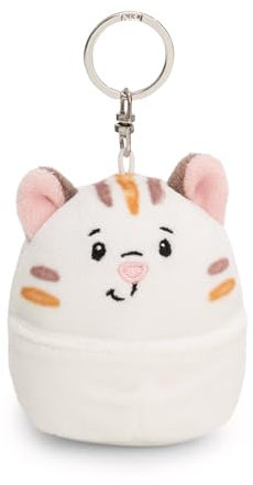NICI Schlüsselanhänger Chill Katze 8cm-weiß-Plüsch-Begleiter für Rucksack oder Tasche, Kuschel-Anhänger mit Metallring für Schlüsselbund & Schlüsselhalter | 61751