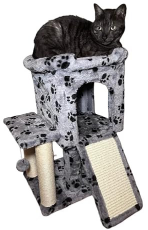 Cat Scratching Post with Bed - Multi-Level Cat Tree Tower for Indoor Cats & Kittens | Paw Design by PetsGlamour