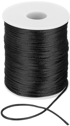 PATIKIL 2mm x 110 Yard Nylon String Cord Beading Satin String Knotting Cord Twine Thread for Jewelry Making Chinese Knotting Necklaces Macrame DIY Craft, Black