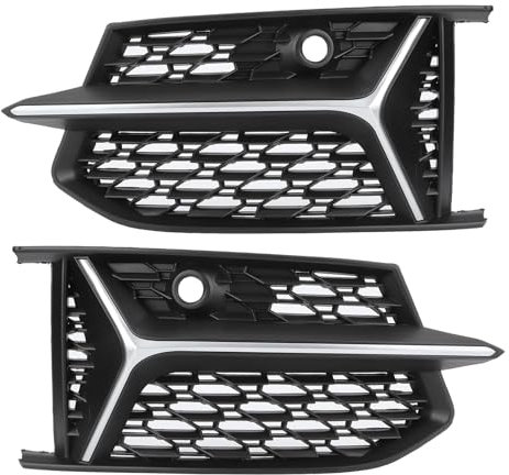 Glänzend schwarz Auto Frontstoßstange Nebelscheinwerfer Kühlergrill Wabennetz Stil Nebelscheinwerfer Grillabdeckung Kompatibel for Audi A6 C8 S6 2019 2020(Chrome Silver)