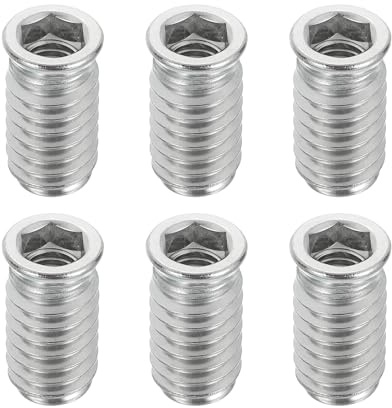 sourcing map Lot de 6 écrous filetés M8 x 25 mm pour bois – Vis en acier inoxydable 304 pour meubles – Écrous de fixation pour bois