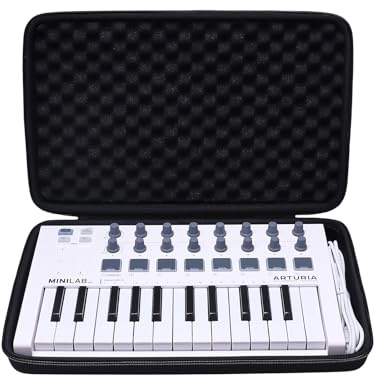 XANAD Hartschalenkoffer für Arturia MiniLab MkII 25 Slim-Key/MiniLab 3 Mini-Hybrid-Tastatur-Controller/MicroFreak Hybrid Synthesizer, Schwarz-Innen: 26,9 x 20,1 x 4,1 cm