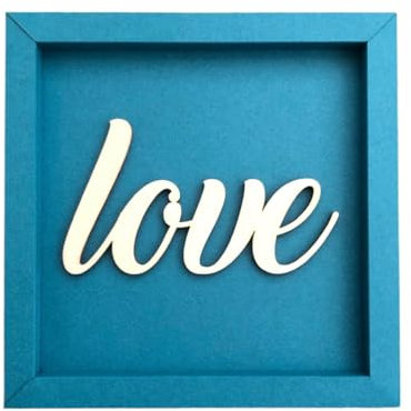 Generisch Wandspruch | Wanddekoration | Verschiedene Sprüche Viele Farben | Holz-Schriftzug im Bilderrahmen (Love - Petrol)