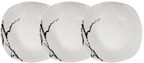 Service d'assiettes 18 étages de 24 cm pour 6 personnes | Porcelaine blanche et noire, design moderne marbré élégant raffiné | usage quotidien, occasions spéciales, lavable au lave-vaisselle