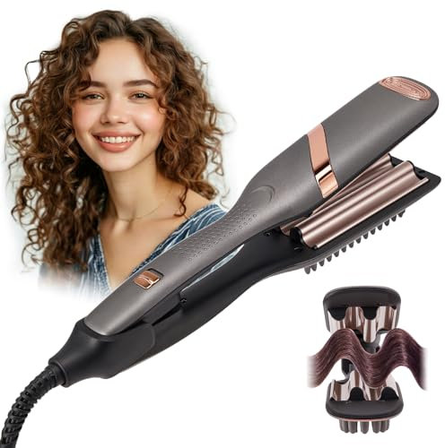 Hair Waver Crimper for Women,Deep Waver Hair Curler for Beginners,Mermaid Wave Curling Iron with 5 Heat Setting,Fast Heating Negative Ionic Curling Wand,Auto Turn-Off,for Short and Long Hair