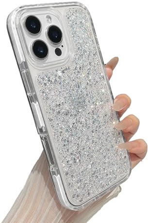 ZTOFERA for iPhone 13 Pro Max Case, Luxury Bling Glitter Phone Case Durable TPU Sparkle Shockproof Protective Cover for Girls Women - White
