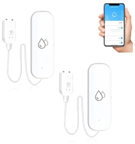 Lot De 2 Détecteur d'eau, Détecteur De Fuite d'eau, Ip67 Alarme d'eau avec Alarme De Notification D'application À Distance, Capteur De Fuite D' D'inondation pour Cuisine, Cave, Garage, Salle De Bain