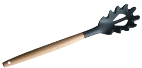Silicone Cucchiaio Manico Legno per Spaghetti per Casa | Utensile Leggero ed Ergonomico, Adatto a Pasta e Noodles in Cucina , Uso Quotidiano