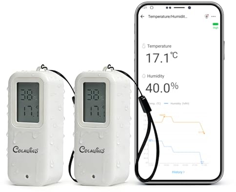 Zigbee Thermometer Hygrometer Innen Außen 2er-Pack, IP65 Wasserdichter | Smart Digitales Temperatur- und Feuchtigkeitssensor für Gewächshaus, Weinkeller, Keller (Zigbee 3.0 Hub erforderlich)