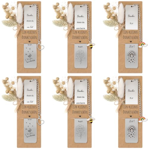 Otuuz 6 Set Edelstahl Lesezeichen Abschiedsgeschenk für Lehrer Erzieherin | Dankeschön Geschenke, Kita Kindergarten, Für Abschluss Abschied, Lehrertag und Tagesmütter, Für Weihnachten