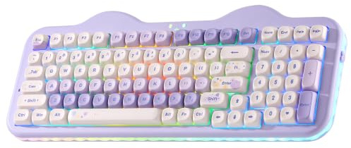 YUNZII C98 Teclado Mecánico Inalámbrico Diseño Pastel (Morado, Candy) | 96% con Numérico, Teclas PBT de Perfil MOA, Bluetooth5.0/2.4G/USB-C, Hot-Swap, Gasket, RGB, US ANSI, para Win/Mac