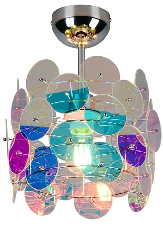 Reality Leuchten Deckenleuchte Iride R66711053, Metall Chrom, Kunststoff transparent irisierend, exkl. 1x E27