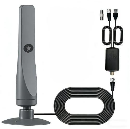 Antenna TV Interna Esterna HDTV con Amplificatore di Segnale, Cavo 3M