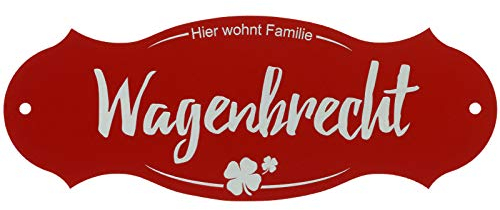 Türschild rustikal rot 14 x 5,3 cm Namensschild Klingelschild Aluminium mit Text Gravur jetzt selbst gestalten