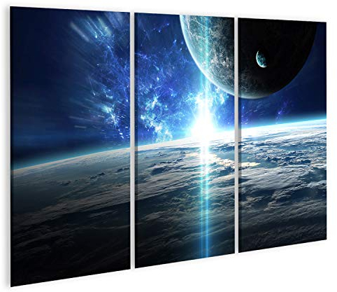 islandburner Bild auf Leinwand Universum Planeten Sterne Und Galaxien Im Weltraum Kinder/Jugendzimmer Bilder Wandbilder Poster