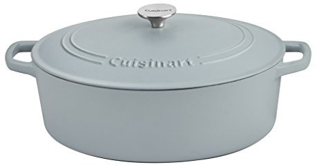 Cuisinart Chef's Classic - Cacerola ovalada de hierro fundido esmaltado (gris mate, 7 cuartos de galón)