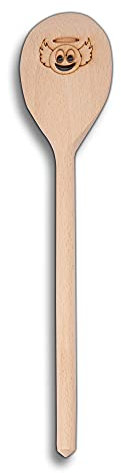 Hofmeister Holzwaren Kochutensilien Löffel oder Pfannenwender mit Motiv aus Holz (Ovaler Kochlöffel/Engelchen Gesicht)