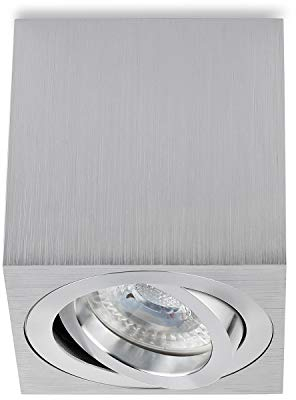 Sweet Led Aufbaustrahler GU10 aus Aluminium - Deckenspots 7W 3000K Strahler warmweiß 230V - Aufbauspot in Eckig - Deckenleuchte alu gebürstet – Aufputz Spot schwenkbar