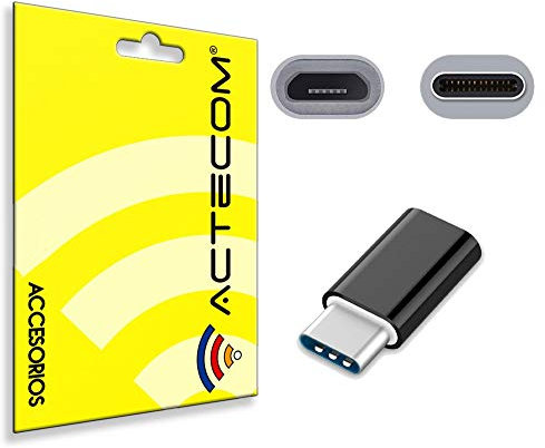 ACTECOM Adaptador Micro USB a USB Tipo C 3.1 Conversor (Negro)
