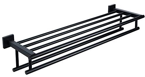 Alise Towel Rail, Towel Storage Rack Holder Shelf with Double Towel Bars for Bathroom Lavatory, 28 Inch SUS304 Stainless Steel Wall Mount Towel Hanger, Matte Black