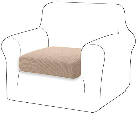 TIANSHU Sofa Sitzkissenbezug Stretch, Sitzkissenbezüge rutschfest, Jacquard-Stretch-Sofasitzbezug, Sofa überzug Elastischer, Schonbezug für Sofa Sitzkissen mit Gummiband (1 Sitzer,Sand)