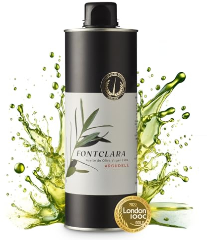 FONTCLARA Argudell Aceite de Oliva Virgen Extra de España, Premiado, Frutado Fuerte, Ideal para Platos Complejos, Extracción en Frío, Freir, Cocinar y Hornear, Botella de 0,5l
