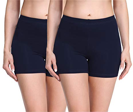 Merry Style Damen Shorts Radlerhose Unterhose Hotpants Kurze Hose Boxershorts aus Viskose 2Pack MS10-283(2Pack Marineblau/Marineblau,XS)