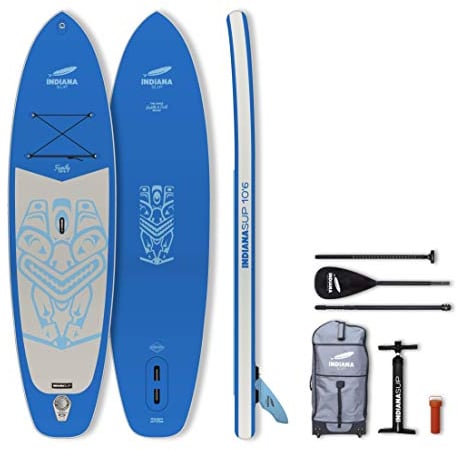 Indiana SUP 10'6 FAMILY PACK, BLAU mit 3-tlg. Fiberglas/Komposit Paddel