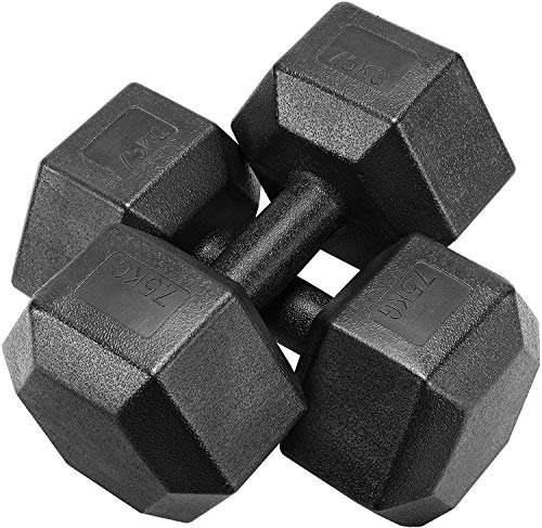 ZXQZ Dumbbell Fitness Set di Pesi Portatili 2x7,5 kg Manubri Neri per Allenamento Sportivo Fitness Domestico, Venduti in Coppia. Manubrio Piccolo
