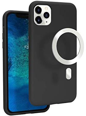 VECI iPhone 11 Pro Max Magnetische Hülle, kompatibel mit MagSafe Zubehör, Soft Touch Silikon (iPhone 11 Pro Max, Schwarz)