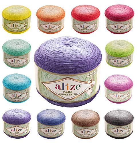 250g Farbverlaufsgarn Alize Bella Ombre Batik XL Strickgarn Häkelgarn Farbwahl, Farbe:7406 Lilatöne