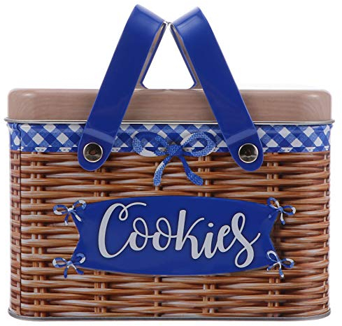 Cabilock Blechdose Weißblech Candy Box Metalldose Keksdose Dose Lebensmittel Aufbewahrungsbox Eckig mit Griff für Süßigkeiten Hochzeit Blau