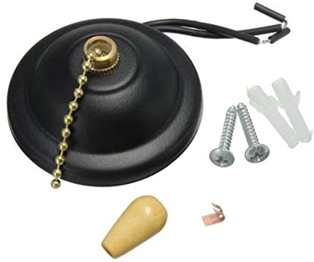 ECI Electrofournitures, coupelle rosace interrupteur à chaîne style vintage rétro mural ou plafond noir