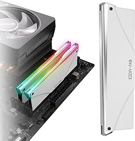 EZDIY-FAB 5V ARGB Memory RAM Cooler Dissipatore di Calore DDR,Barra di Illuminazione ARGB Placcata -1Pack-PI061-Bianco