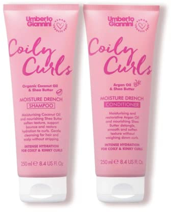 Umberto Giannini Coily Curls Shampoo & Conditioner Set – Vegan & Cruelty Free Moisturizing Shampoo & Conditioner Duo for Curly Hair