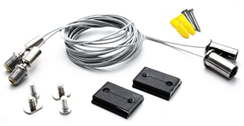 KIT 2 Cavi acciaio ganci per sospensione binario magnetico track 48V bassa tensione
