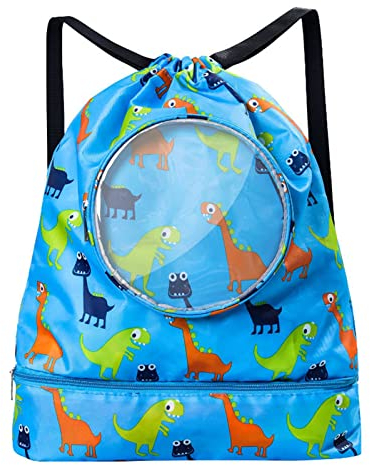 Cosysparks Mochila Cuerdas Infantil, Cordones Gruesos Impermeables Separación en Seco-húmedo Compartimento para Zapatos Mochila de Playa Para Deportes de Buceo Mochila Piscina Niño Niñas