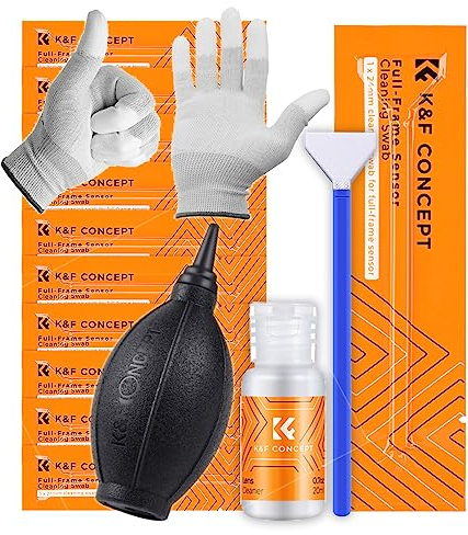 Minadax Sensor Reinigungs-Set Vollformat 10x 24mm Swabs + Handschuhe + 20ml Reiniger + Blasebalg
