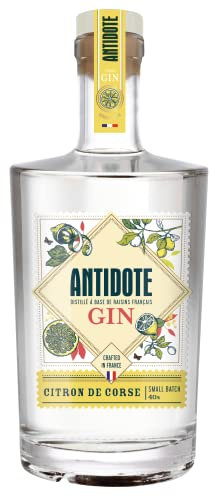 Antidote Gin Citron de Corse - Qualité Premium - Produit en France à partir de raisins français - 17 plantes aromatiques, 5 distillations - 40% (1 x 0,70 L)