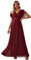Ever-Pretty Women's V-Neck Ruffles Sleeves Chiffon Party Dresses for Women Bridesmaid Burgundy 18UK