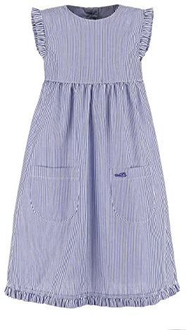 modAS Kinder Kleid gestreift mit Rüschen - Mädchenkleid mit Streifen Ringelkleid Streifenkleid in Marine-Weiß Größe 116