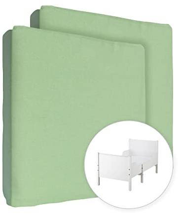 2X Jersey 100% Baumwolle Spannbettlaken für 160x80cm Kleinkind Junior Bett Matratze (Grün)