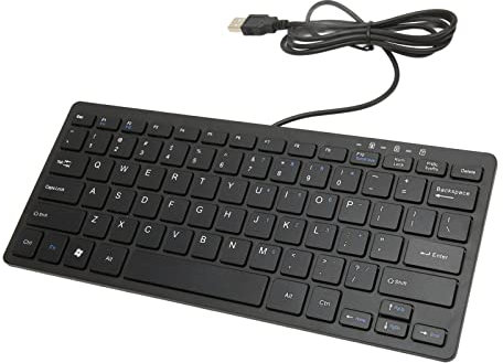 Teclado con Cable Mini USB Ultradelgado, Teclado de Computadora Compacto de 78 Teclas con Teclas de Tijera, Teclado Externo Plug And Play para Computadora Portátil, Escritorio, Oficina, Hogar(Negro)